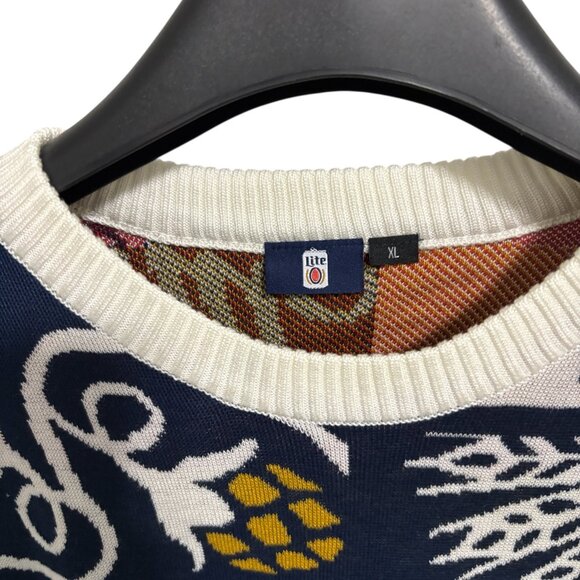 Miller Light Ugly Christmas Crew Neck Sweater Size XL Trees Logos NWT - Picture 4 of 5